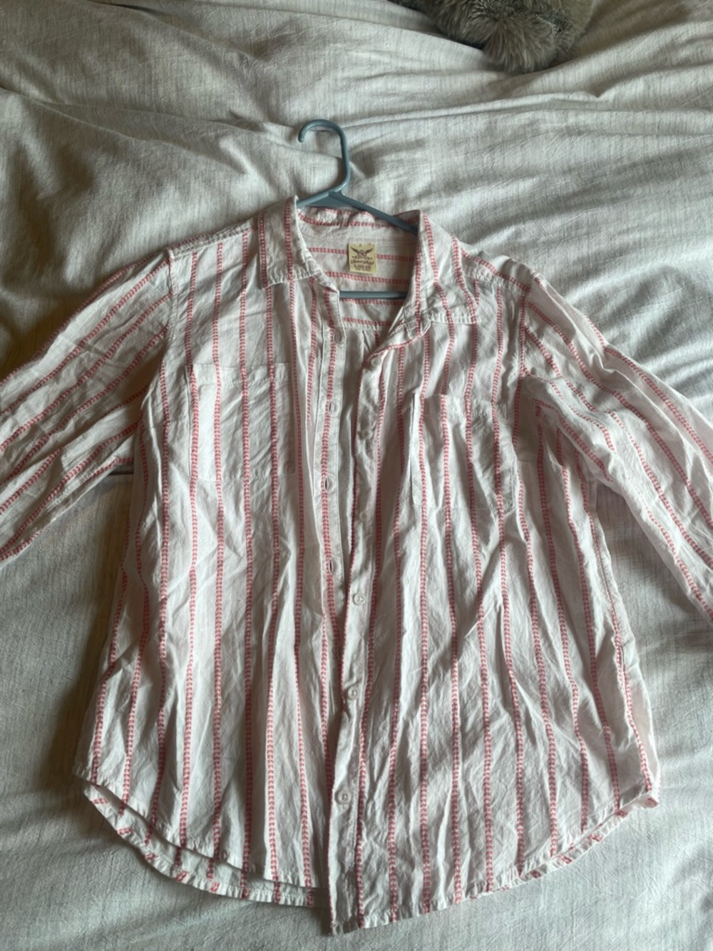 Faded Glory White Shirt with Red Stripes
